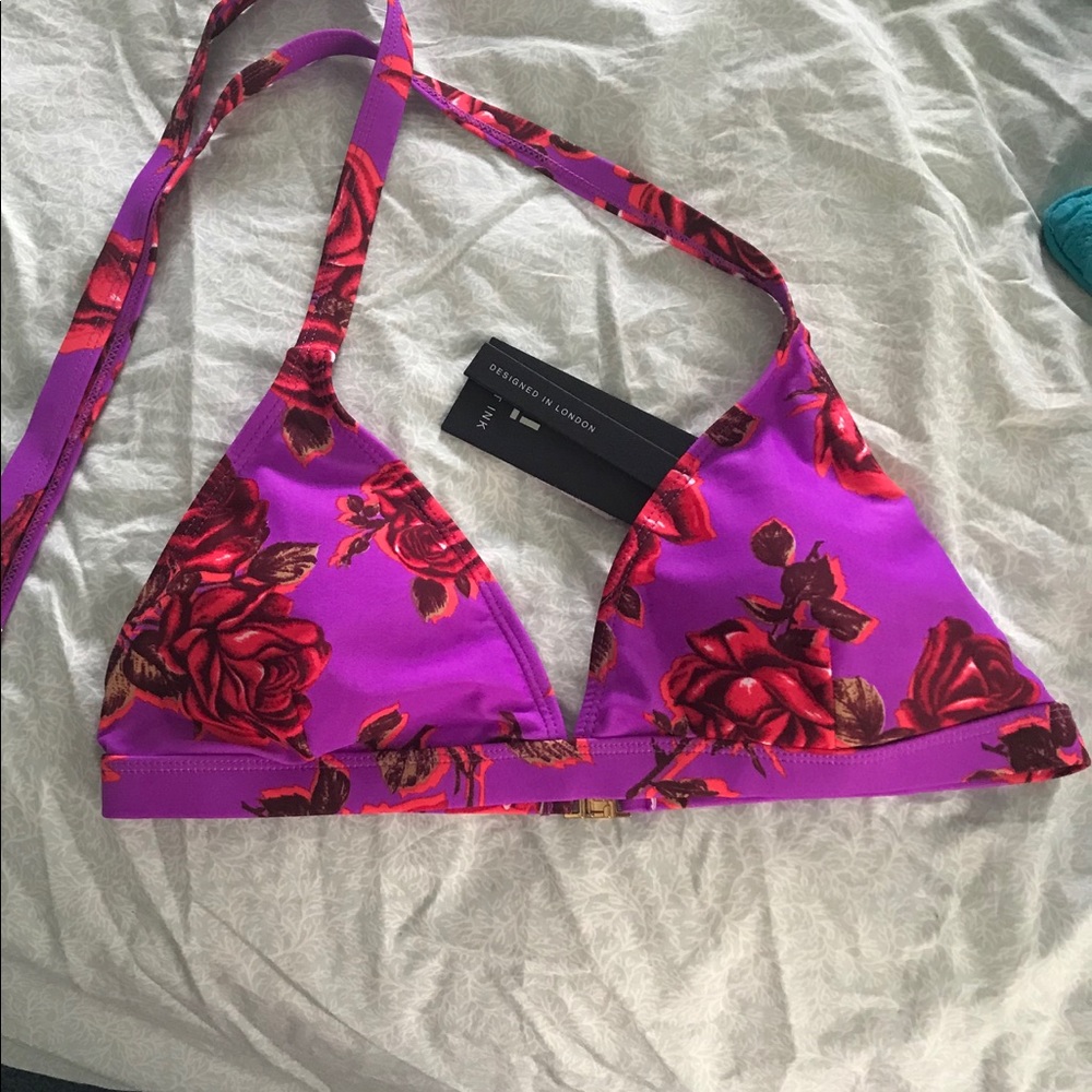 NWT Lost ink purple and red bikini rose top